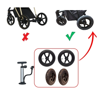 Komplet kół pompowanych do wózka ROAN IVI 2.0 - 4szt czarne pompowane